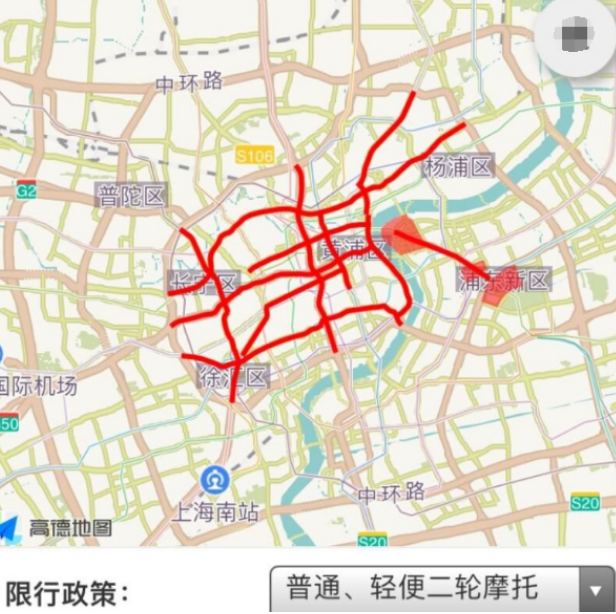 2022年上海摩托车禁行路线